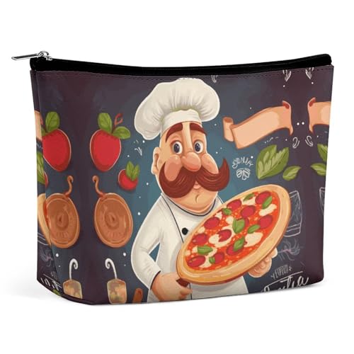 KLWQR Chef Pizza-Make-up-Tasche für Geldbörse, wasserdichte Kosmetiktasche, Make-up-Tasche mit Reißverschluss, Reise-Kulturbeutel, Organizer für Damen, Stil, Einheitsgröße, Stil:, Einheitsgröße von KLWQR