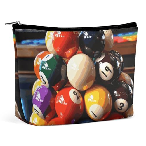 KLWQR Farbige Billard-Make-up-Tasche für Geldbörse, wasserdichte Kosmetiktasche, Make-up-Tasche mit Reißverschluss, Reise-Kulturbeutel, Organizer für Damen, Stil, Einheitsgröße, Stil:, Einheitsgröße von KLWQR