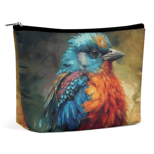 KLWQR Handgezeichnete bunte Vogel-Make-up-Tasche für Geldbörse, wasserdichte Kosmetiktasche, Make-up-Tasche mit Reißverschluss, Reise-Kulturbeutel, Organizer für Damen, Stil, Einheitsgröße, Stil:, von KLWQR