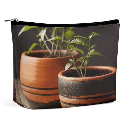 KLWQR Kleine Tontopf-Make-up-Tasche für Geldbörse, wasserdichte Kosmetiktasche, Make-up-Tasche mit Reißverschluss, Reise-Kulturbeutel, Organizer für Damen, Stil, Einheitsgröße, Stil:, Einheitsgröße von KLWQR