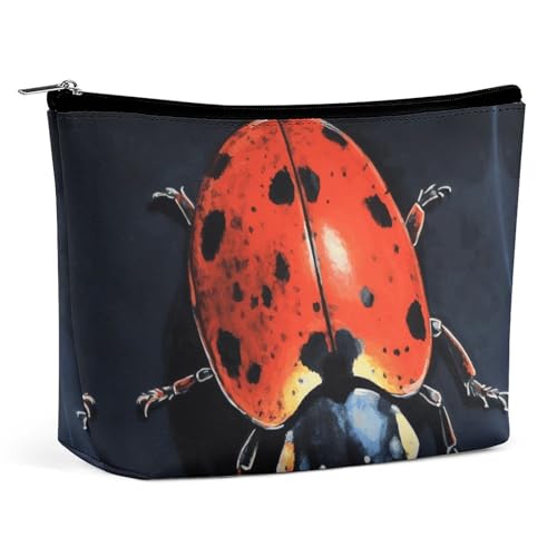 KLWQR Kosmetiktasche im handgezeichneten Marienkäfer-Stil, wasserdichte Kosmetiktasche, Make-up-Tasche mit Reißverschluss, Reise-Kulturbeutel, Organizer für Damen, Stil, Einheitsgröße, Stil:, KLWQR Kosmetiktasche im handgezeichneten Marienkäfer-Stil, wasserdichte Kosmetiktasche, Make-up-Tasche mit Reißverschluss, Reise-Kulturbeutel, Organizer für Damen, Stil, Einheitsgröße, Stil:, von KLWQR