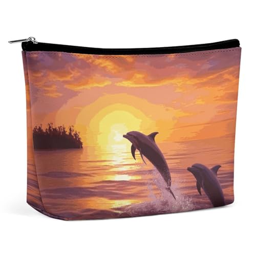 KLWQR Kosmetiktasche mit Delfinen, wasserdicht, mit Reißverschluss, Reise-Kulturbeutel, Organizer für Damen, Einheitsgröße, Stil:, Einheitsgröße von KLWQR