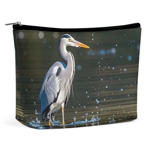 KLWQR Kosmetiktasche mit grauem Reiher-Aufdruck im Wasser, wasserdichte Kosmetiktasche, Make-up-Tasche mit Reißverschluss, Reise-Kulturbeutel, Organizer für Damen, Stil, Einheitsgröße KLWQR Kosmetiktasche mit grauem Reiher-Aufdruck im Wasser, wasserdichte Kosmetiktasche, Make-up-Tasche mit Reißverschluss, Reise-Kulturbeutel, Organizer für Damen, Stil, Einheitsgröße von KLWQR
