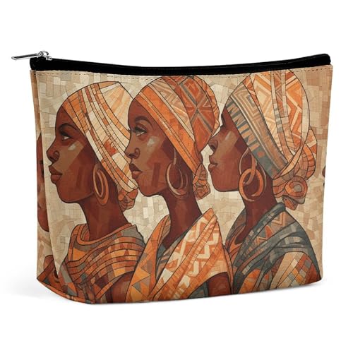 KLWQR Make-up-Tasche aus afrikanischer Ethno-Keramik, wasserdicht, Kosmetiktasche, Make-up-Tasche mit Reißverschluss, Reise-Kulturbeutel, Organizer für Damen, Stil, Einheitsgröße, Stil:, Einheitsgröße von KLWQR