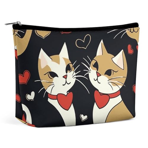 KLWQR Make-up-Tasche für Paare, Katzen, wasserdicht, Kosmetiktasche, Make-up-Tasche mit Reißverschluss, Reise-Kulturbeutel, Organizer für Damen, Stil, Einheitsgröße, Stil:, Einheitsgröße von KLWQR