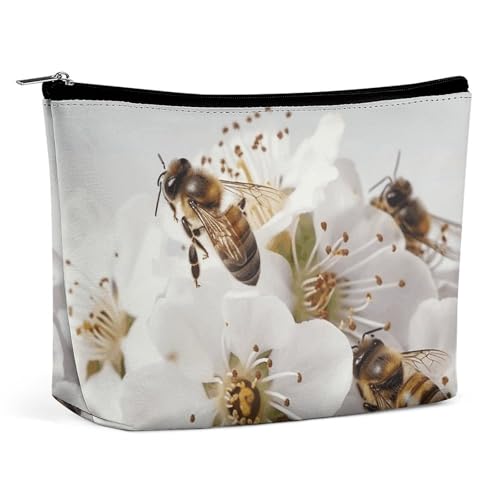 KLWQR Make-up-Tasche mit Bienen-Motiv, wasserdicht, Kosmetiktasche mit Reißverschluss, Reise-Kulturbeutel, Organizer für Damen, Stil, Einheitsgröße, Stil:, Einheitsgröße KLWQR Make-up-Tasche mit Bienen-Motiv, wasserdicht, Kosmetiktasche mit Reißverschluss, Reise-Kulturbeutel, Organizer für Damen, Stil, Einheitsgröße, Stil:, Einheitsgröße von KLWQR