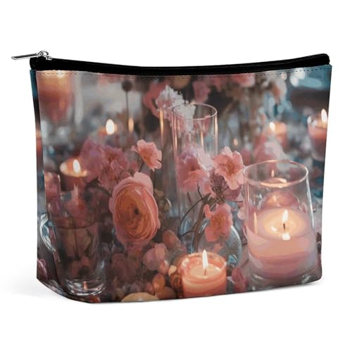 KLWQR Make-up-Tasche mit Blumen und Kerzen, wasserdicht, Kosmetiktasche mit Reißverschluss, Reise-Kulturbeutel, Organizer für Damen, Stil, Einheitsgröße, Stil:, Einheitsgröße KLWQR Make-up-Tasche mit Blumen und Kerzen, wasserdicht, Kosmetiktasche mit Reißverschluss, Reise-Kulturbeutel, Organizer für Damen, Stil, Einheitsgröße, Stil:, Einheitsgröße von KLWQR