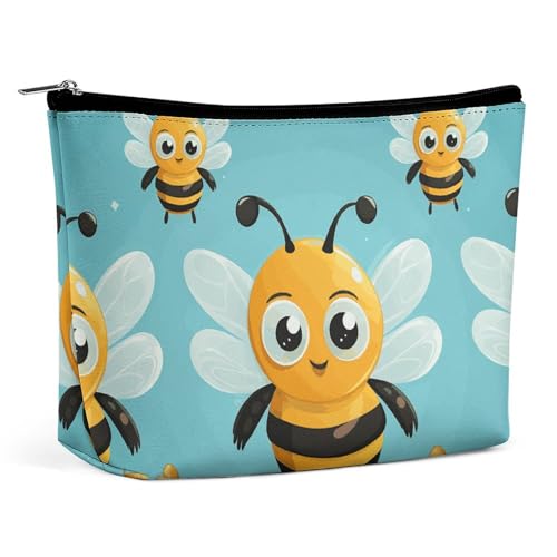 KLWQR Make-up-Tasche mit Cartoon-Bienenmuster, wasserdichte Kosmetiktasche, Make-up-Tasche mit Reißverschluss, Reise-Kulturbeutel, Organizer für Damen, Stil, Einheitsgröße, Stil:, Einheitsgröße KLWQR Make-up-Tasche mit Cartoon-Bienenmuster, wasserdichte Kosmetiktasche, Make-up-Tasche mit Reißverschluss, Reise-Kulturbeutel, Organizer für Damen, Stil, Einheitsgröße, Stil:, Einheitsgröße von KLWQR