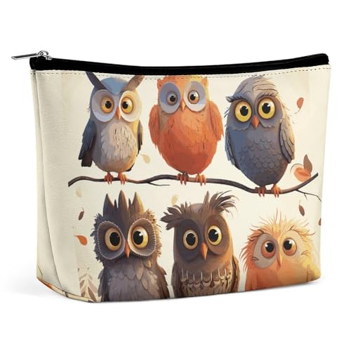 KLWQR Make-up-Tasche mit Eulen, Vögeln, wasserdicht, Kosmetiktasche, Make-up-Tasche mit Reißverschluss, Reise-Kulturbeutel, Organizer für Damen, Stil, Einheitsgröße, Stil:, Einheitsgröße von KLWQR