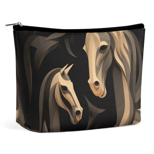 KLWQR Make-up-Tasche mit Holzschnitzerei, Pferd, wasserdicht, Kosmetiktasche, Make-up-Tasche mit Reißverschluss, Reise-Kulturbeutel, Organizer für Damen, Stil, Einheitsgröße, Stil:, Einheitsgröße KLWQR Make-up-Tasche mit Holzschnitzerei, Pferd, wasserdicht, Kosmetiktasche, Make-up-Tasche mit Reißverschluss, Reise-Kulturbeutel, Organizer für Damen, Stil, Einheitsgröße, Stil:, Einheitsgröße von KLWQR
