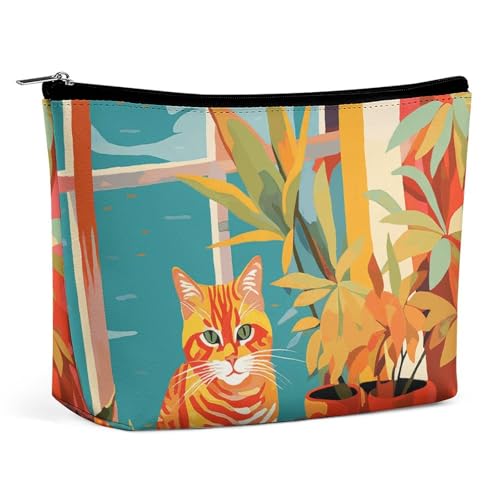 KLWQR Make-up-Tasche mit Katzen-Illustration, wasserdicht, Kosmetiktasche, Make-up-Tasche mit Reißverschluss, Reise-Kulturbeutel, Organizer für Damen, Stil, Einheitsgröße KLWQR Make-up-Tasche mit Katzen-Illustration, wasserdicht, Kosmetiktasche, Make-up-Tasche mit Reißverschluss, Reise-Kulturbeutel, Organizer für Damen, Stil, Einheitsgröße von KLWQR