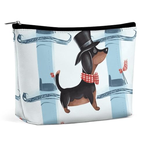 KLWQR Make-up-Tasche mit Pariser Dackel für Geldbörse, wasserdichte Kosmetiktasche, Make-up-Tasche mit Reißverschluss, Reise-Kulturbeutel, Organizer für Damen, Stil, Einheitsgröße, Stil:, von KLWQR
