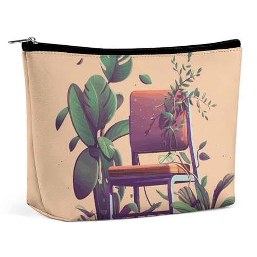 KLWQR Make-up-Tasche mit Pflanzenstuhl für Geldbörse, wasserdichte Kosmetiktasche, Make-up-Tasche mit Reißverschluss, Reise-Kulturbeutel, Organizer für Damen, Stil, Einheitsgröße, Stil:, Einheitsgröße von KLWQR