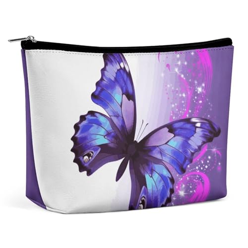 KLWQR Make-up-Tasche mit Schmetterlings-Motiv, wasserdicht, Kosmetiktasche mit Reißverschluss, Reise-Kulturbeutel, Organizer für Damen, Einheitsgröße, Violett, Stil:, Einheitsgröße KLWQR Make-up-Tasche mit Schmetterlings-Motiv, wasserdicht, Kosmetiktasche mit Reißverschluss, Reise-Kulturbeutel, Organizer für Damen, Einheitsgröße, Violett, Stil:, Einheitsgröße von KLWQR