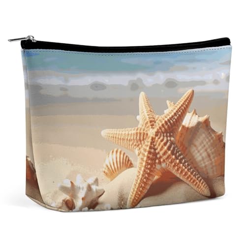 KLWQR Make-up-Tasche mit Seestern-Muschel-Design für Geldbörse, wasserdicht, Kosmetiktasche mit Reißverschluss, Reise-Kulturbeutel, Organizer für Damen, Stil, Einheitsgröße, Stil:, Einheitsgröße von KLWQR
