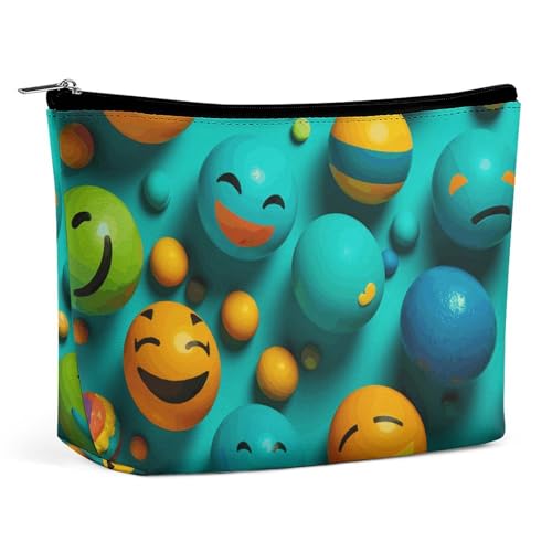 KLWQR Make-up-Tasche mit Smiley-Gesicht, wasserdicht, Kosmetiktasche mit Reißverschluss, Reise-Kulturbeutel, Organizer für Damen, Stil, Einheitsgröße, Stil:, Einheitsgröße von KLWQR