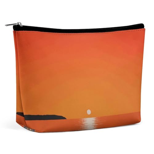 KLWQR Make-up-Tasche mit Sonnenuntergang über Wasser, wasserdicht, Kosmetiktasche, Make-up-Tasche mit Reißverschluss, Reise-Kulturbeutel, Organizer für Damen, Stil, Einheitsgröße, Stil:, Einheitsgröße von KLWQR