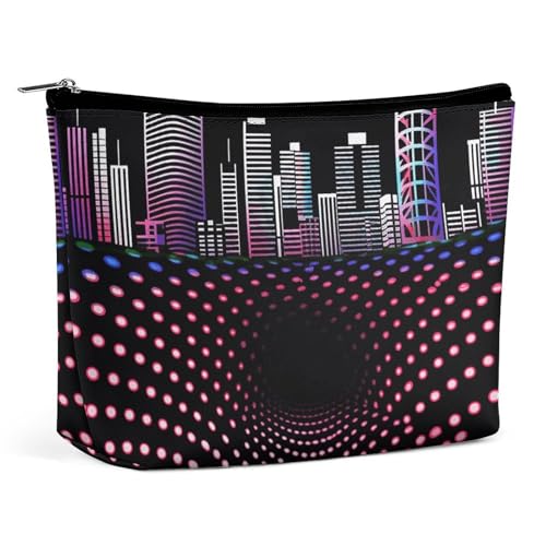 KLWQR Make-up-Tasche mit Stadt-Silhouette, wasserdicht, Kosmetiktasche, Make-up-Tasche mit Reißverschluss, Reise-Kulturbeutel, Organizer für Damen, Stil, Einheitsgröße, Stil:, Einheitsgröße von KLWQR
