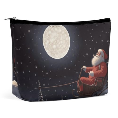 KLWQR Make-up-Tasche mit Weihnachts-Mondmotiv, wasserdicht, Kosmetiktasche mit Reißverschluss, Reise-Kulturbeutel, Organizer für Damen, Stil, Einheitsgröße, Stil:, Einheitsgröße KLWQR Make-up-Tasche mit Weihnachts-Mondmotiv, wasserdicht, Kosmetiktasche mit Reißverschluss, Reise-Kulturbeutel, Organizer für Damen, Stil, Einheitsgröße, Stil:, Einheitsgröße von KLWQR