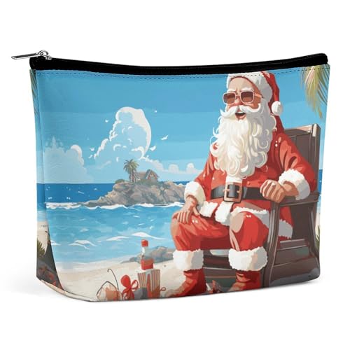KLWQR Make-up-Tasche mit Weihnachtsmann am Strand, wasserdichte Kosmetiktasche, Make-up-Tasche mit Reißverschluss, Reise-Kulturbeutel, Organizer für Damen, Stil, Einheitsgröße, Stil:, Einheitsgröße KLWQR Make-up-Tasche mit Weihnachtsmann am Strand, wasserdichte Kosmetiktasche, Make-up-Tasche mit Reißverschluss, Reise-Kulturbeutel, Organizer für Damen, Stil, Einheitsgröße, Stil:, Einheitsgröße von KLWQR