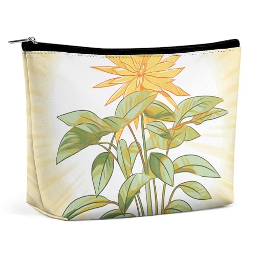 KLWQR Make-up-Tasche mit leichten Pflanzen, wasserdicht, Kosmetiktasche mit Reißverschluss, Reise-Kulturbeutel, Organizer für Damen, Stil, Einheitsgröße von KLWQR