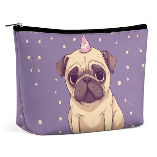 KLWQR Make-up-Tasche mit lustigem Cartoon-Mops-Motiv, wasserdicht, Kosmetiktasche, Make-up-Tasche mit Reißverschluss, Reise-Kulturbeutel, Organizer für Damen, Stil, Einheitsgröße, Stil:, Einheitsgröße KLWQR Make-up-Tasche mit lustigem Cartoon-Mops-Motiv, wasserdicht, Kosmetiktasche, Make-up-Tasche mit Reißverschluss, Reise-Kulturbeutel, Organizer für Damen, Stil, Einheitsgröße, Stil:, Einheitsgröße von KLWQR