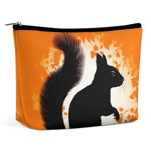 KLWQR Make-up-Tasche mit niedlicher Eichhörnchen-Silhouette, wasserdichte Kosmetiktasche, Make-up-Tasche mit Reißverschluss, Reise-Kulturbeutel, Organizer für Damen, Stil, Einheitsgröße, Stil:, von KLWQR