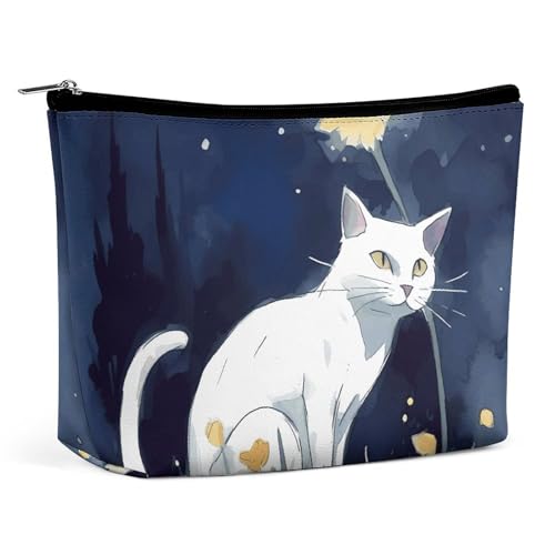 KLWQR Make-up-Tasche mit weißer Katze, wasserdichte Kosmetiktasche, Make-up-Tasche mit Reißverschluss, Reise-Kulturbeutel, Organizer für Damen, Stil, Einheitsgröße KLWQR Make-up-Tasche mit weißer Katze, wasserdichte Kosmetiktasche, Make-up-Tasche mit Reißverschluss, Reise-Kulturbeutel, Organizer für Damen, Stil, Einheitsgröße von KLWQR