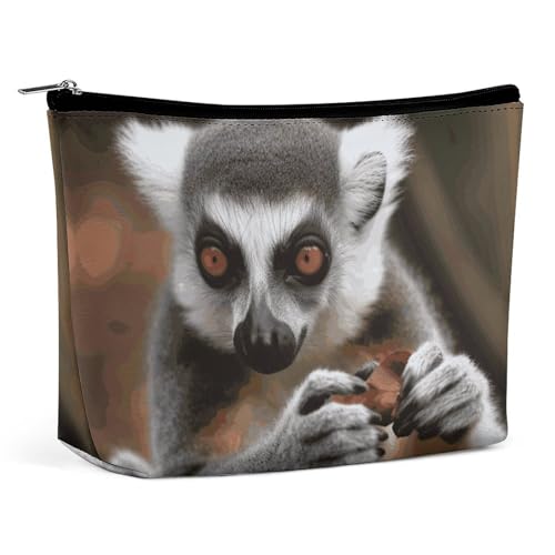 KLWQR Monkey Lemur niedliche Make-up-Tasche für Geldbörse, wasserdichte Kosmetiktasche, Make-up-Tasche mit Reißverschluss, Reise-Kulturbeutel, Organizer für Damen, Stil, Einheitsgröße, Stil:, von KLWQR