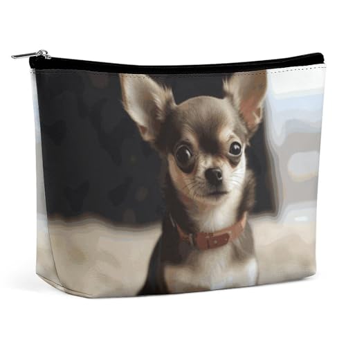KLWQR Niedliche Chihuahua-Make-up-Tasche für Geldbörse, wasserdichte Kosmetiktasche, Make-up-Tasche mit Reißverschluss, Reise-Kulturbeutel, Organizer für Damen, Stil, Einheitsgröße, Stil:, KLWQR Niedliche Chihuahua-Make-up-Tasche für Geldbörse, wasserdichte Kosmetiktasche, Make-up-Tasche mit Reißverschluss, Reise-Kulturbeutel, Organizer für Damen, Stil, Einheitsgröße, Stil:, von KLWQR