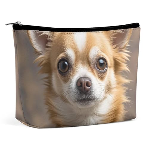 KLWQR Niedliche Chihuahua-Make-up-Tasche für Geldbörse, wasserdichte Kosmetiktasche, Make-up-Tasche mit Reißverschluss, Reise-Kulturbeutel, Organizer für Damen, Stil, Einheitsgröße von KLWQR