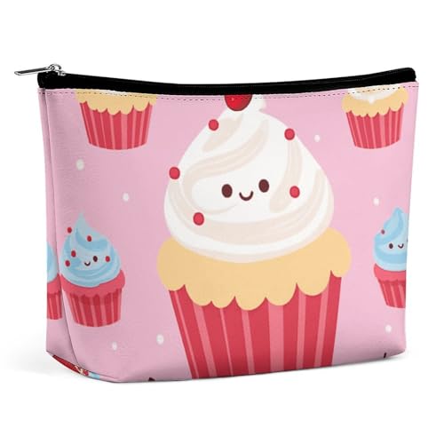 KLWQR Niedliche Cupcake-Make-up-Tasche für Geldbörse, wasserdichte Kosmetiktasche, Make-up-Tasche mit Reißverschluss, Reise-Kulturbeutel, Organizer für Damen, Stil, Einheitsgröße, Stil:, Einheitsgröße von KLWQR