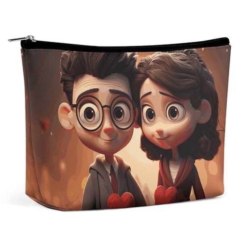KLWQR Niedliche Make-up-Tasche für Paare, wasserdichte Kosmetiktasche, Make-up-Tasche mit Reißverschluss, Reise-Kulturbeutel, Organizer für Damen, Stil, Einheitsgröße, Stil:, Einheitsgröße KLWQR Niedliche Make-up-Tasche für Paare, wasserdichte Kosmetiktasche, Make-up-Tasche mit Reißverschluss, Reise-Kulturbeutel, Organizer für Damen, Stil, Einheitsgröße, Stil:, Einheitsgröße von KLWQR