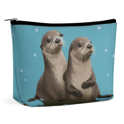 KLWQR Niedliche Otter-Make-up-Tasche für Geldbörse, wasserdichte Kosmetiktasche, Make-up-Tasche mit Reißverschluss, Reise-Kulturbeutel, Organizer für Damen, Stil, Einheitsgröße, Stil:, Einheitsgröße von KLWQR