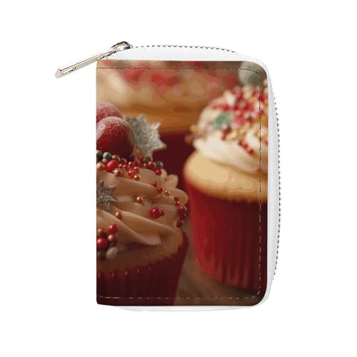 KLWQR RFID-Kreditkartenetui für Damen, niedlich, klein, Leder, Kartenhalter, Geldbörse, Weihnachten, Cupcakes, Karten-Organizer, Etui mit Reißverschluss, Stil, 16 x 11,5 cm, Stil:, 16x11.5cm von KLWQR
