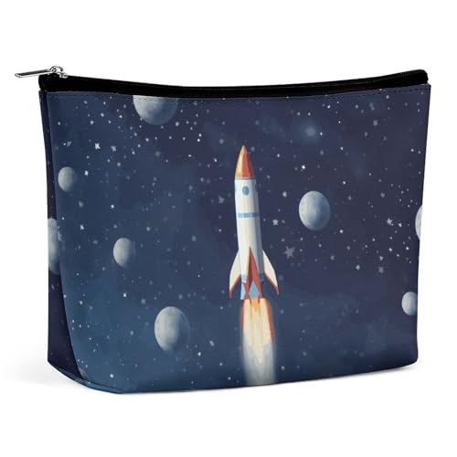 KLWQR Rocket in Space Make-up-Tasche für Geldbörse, wasserdichte Kosmetiktasche, Make-up-Tasche mit Reißverschluss, Reise-Kulturbeutel, Organizer für Damen, Stil, Einheitsgröße, Stil:, Einheitsgröße von KLWQR