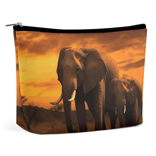 KLWQR Sunset Elephant Make-up-Tasche für Geldbörse, wasserdichte Kosmetiktasche, Make-up-Tasche mit Reißverschluss, Reise-Kulturbeutel, Organizer für Damen, Stil, Einheitsgröße, Stil:, Einheitsgröße von KLWQR