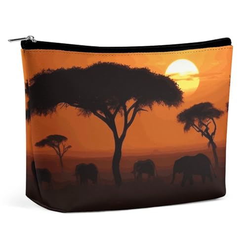 KLWQR Sunset Kosmetiktasche mit afrikanischer Savanne, wasserdichte Kosmetiktasche, Make-up-Tasche mit Reißverschluss, Reise-Kulturbeutel, Organizer für Damen, Stil, Einheitsgröße, Stil:, KLWQR Sunset Kosmetiktasche mit afrikanischer Savanne, wasserdichte Kosmetiktasche, Make-up-Tasche mit Reißverschluss, Reise-Kulturbeutel, Organizer für Damen, Stil, Einheitsgröße, Stil:, von KLWQR