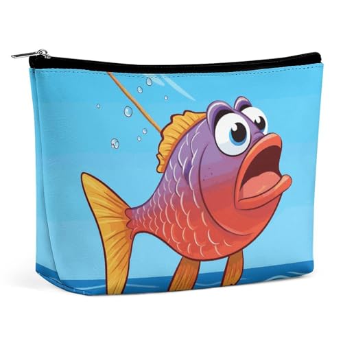 KLWQR Talking Fish Make-up-Tasche für Geldbörse, wasserdichte Kosmetiktasche, Make-up-Tasche mit Reißverschluss, Reise-Kulturbeutel, Organizer für Damen, Stil, Einheitsgröße, Stil:, Einheitsgröße von KLWQR