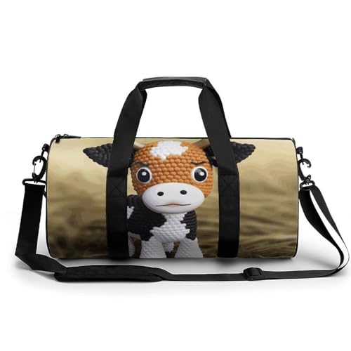 Sporttasche, Reisetasche für Damen und Herren, Wochenendtasche mit Schuhfach, Nasstasche, niedliches kleines Kuh-Wadenmuster, Stil, 45 cm/22,9 cm/22,9 cm/22,9 cm, Stil:, 17.7in/9in/9in von KLWQR