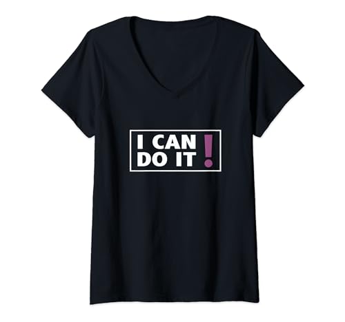 Damen Ich kann es schaffen T-Shirt T-Shirt mit V-Ausschnitt von KMAB t-shirt
