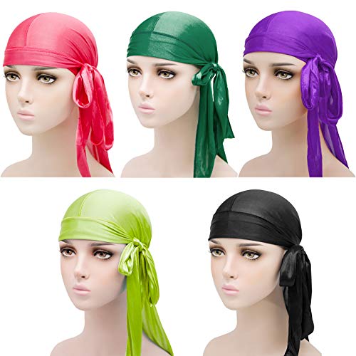 Seidige Durag-Kappen, elastisch, langer Schwanz, seidige Durag-Kappen, Kopftuch für Damen und Herren (5) von KMDJG