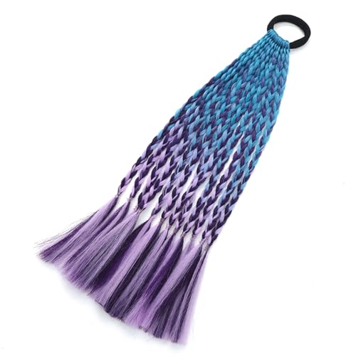 Farbige Zöpfe, Haarverlängerungen mit Bändern, geflochtenes Kunsthaarteil, Pferdeschwanz, Haarschmuck für Damen von KMGDM