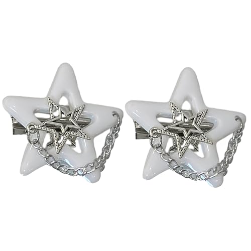 KMGDM 1 x 2 x Stern-Haarspangen für Mädchen, schöne Accessoires, rutschfeste dekorative Kette von KMGDM