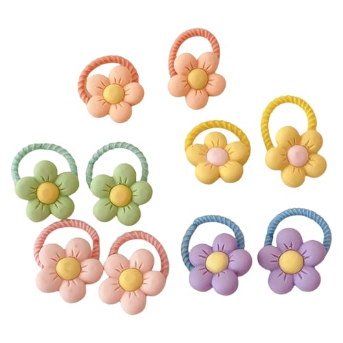 KMGDM 10-teiliges elastisches Haargummi-Set mit Cartoon-Motiv für kleine Mädchen und Kleinkinder, mit bunten Blumen- oder Obst-Designs von KMGDM