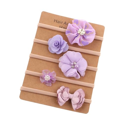 KMGDM 5-teiliges Baby-Nylon-Stirnbänder-Set, weiches und bequemes Haarband mit atmungsaktivem Design, für 0–24 Monate alte Kleinkinder von KMGDM