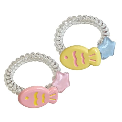 KMGDM Ästhetische Haargummis, Fisch-Haargummis, Haargummis, Mädchen, Pferdeschwanz-Halter, süßer Sternfisch, Haargummi, Haarband, 2 Stück von KMGDM