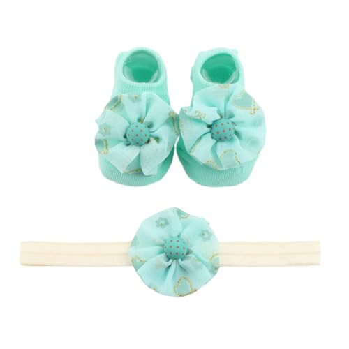 KMGDM Baby-Haarband mit Blumenmuster, mit Socken, dekoratives Blumenhaarband, elastische Kopfbedeckung, Mädchen-Haarband für 0-6 Monate von KMGDM