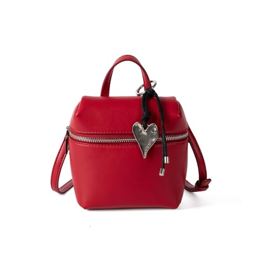 KMGDM Damen Eimertasche, einfache Umhängetasche, PU-Leder, Handtasche, koreanischer Stil, Umhängetasche, einfache Kuriertasche für den täglichen Gebrauch, Re, 14x13.5x5cm KMGDM Damen Eimertasche, einfache Umhängetasche, PU-Leder, Handtasche, koreanischer Stil, Umhängetasche, einfache Kuriertasche für den täglichen Gebrauch, Re, 14x13.5x5cm von KMGDM