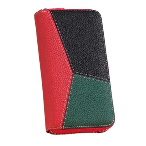 KMGDM Damen blockierende, lange Leder-Kartenetui mit Schlitzen und Reißverschluss, Kartenetui für Business oder Reisen, dunkelgrün, 20x3.3x11cm, Wie abgebildet von KMGDM